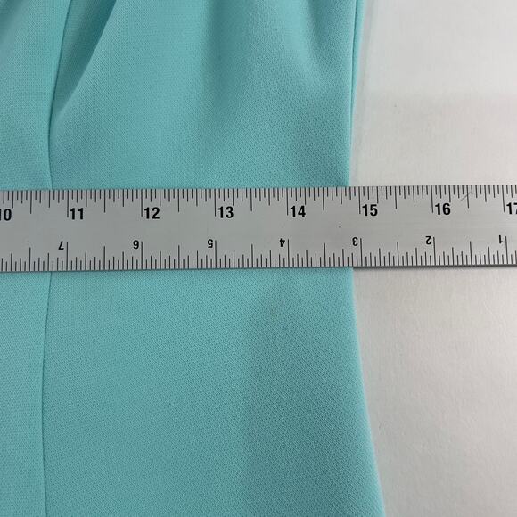 Black Halo 10 Womens Aqua Blue Green Sheath Dress Ruffle Sleeve Desta *flaw - Picture 9 of 12